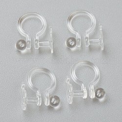 プラスチック製クリップ式イヤリングパーツ  穴開けないイヤリング  透明  12x10x1.2mm  穴：0.7mm