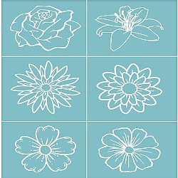 Pochoir de sérigraphie auto-adhésif, pour la peinture sur bois, tissu de t-shirt de décoration de bricolage, fleur, bleu ciel, 28x22 cm
