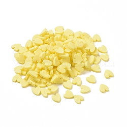 Cabujones de arcilla polimérica hechos a mano, corazón, amarillo, 5x4.5x0.8mm, aproximamente 76923 unidades / 1000 g