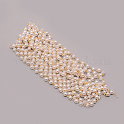 Handmade Acrylic Pearl Beaded Chains, with Brass Findings, Round Imitation Pearl, Unwelded, Light Gold, 4mm