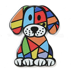Pendentifs acryliques imprimés, chien, colorées, 39.5x31.5x2.3mm, Trou: 1.4mm