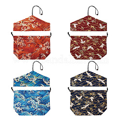 Beadthoven 8шт 8 стиля сумки из поликоттона, с веревкой на шнурке, прямоугольник со смешанными узорами, разноцветные, 20~31x30x0.6 см, 1шт / стиль