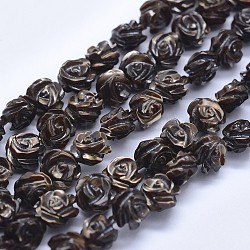 Chapelets de perles en coquille, rose double face, brun coco, 8~8.5x4~5mm, Trou: 0.8mm, Environ 50 pcs/chapelet, 15.15 pouce (38.5 cm)