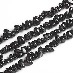 Natürliche schwarze Spinellchips Perlen Stränge, 2.5~6x4.5~10.5 mm, Bohrung: 0.8~1 mm, ungefähr 33.86 Zoll (86 cm)