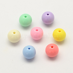 Perles acryliques rondes opaques, couleur mixte, 8x7mm, Trou: 2mm, environ 1800 pcs/500 g