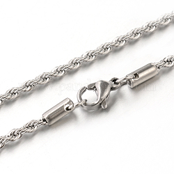 304 in acciaio inossidabile collane a catena corda, con chiusure moschettone, colore acciaio inossidabile, 15.7 pollice (39.9 cm) x 2.5 mm