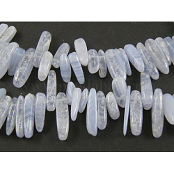 Natürlichen blauen Spitze Achat Perlen Stränge, 12~22x5~7 mm, Bohrung: 1 mm, 16 Zoll