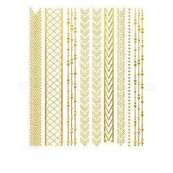 3d Nagelkunst Aufkleber Abziehbilder, Goldprägung, selbstklebend, für Nagelspitzen Dekorationen, Geometrisches Muster, 90x77 mm, Packungsgröße: 95x138 mm