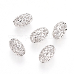 Crémaillère perles filigranes en laiton placage, creux, ovale, platine, 12x8mm, Trou: 3.5mm