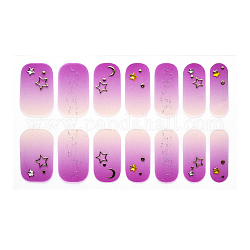 Cubierta completa nombre pegatinas de uñas, autoadhesivo, para decoraciones con puntas de uñas, violeta oscuro, 24x8mm, 14pcs / hoja