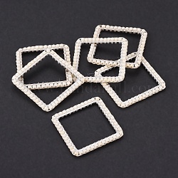Miyuki & toho perline giapponesi fatte a mano, con 304 anelli di collegamento in acciaio inossidabile, modello telaio, quadrato, argento, colore conchiglia, 23x23x1.8~2mm
