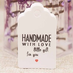 紙ギフトタグ  hange tags  美術工芸用  結婚式のための  バレンタイン・デー  単語の長方形  ホワイト  50x30x0.4mm  穴：5mm