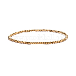 Glass Round Beaded Stretch Bracelet for Women, Golden, Inner Diameter: 2-1/8 inch(5.5cm), Beads: 2mm