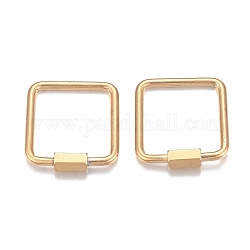 304 Stainless Steel Screw Carabiner Lock Charms, for Necklaces Making, Square, Golden, 20x21.2x1.8mm, screw: 7x4mm
