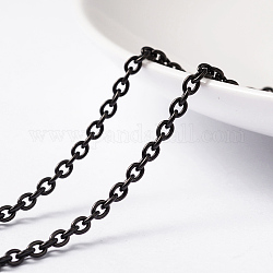 304 Edelstahl-Kabelketten, ungeschweißte, mit Spule, Oval, Elektrophorese schwarz, 3x2.4x0.6 mm, ca. 32.8 Fuß (10m)/Rolle
