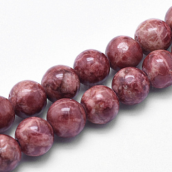 Marbre naturel brins de perles, ronde, teints et chauffée, brun, 6mm, Trou: 1mm, Environ 62 pcs/chapelet, 15 pouce (38 cm)