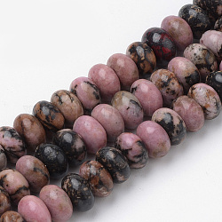 Natural Rhodonite Beads Strands, Rondelle, 8~8.5x4.5~5mm, Hole: 1mm, about 80pcs/strand, 16.3 inch