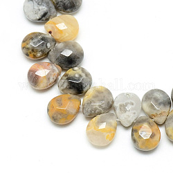 Natürliche verrückte Achat-Edelsteinperlenstränge, oben gebohrte Perlen, facettiert, Träne, 12x9~10x6 mm, Bohrung: 1 mm, ca. 30 Stk. / Strang, 11.81 Zoll