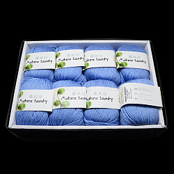 Fils de bébé à tricoter doux, cachemire, laine et de fibres antistatiques, bleuet, 2mm, environ 50 g / rouleau, 8 rouleaux / boîte