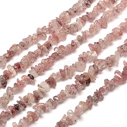 Fraise naturelle pépites de quartz chapelets de perles, 5~8x5~8mm, Trou: 1mm, environ 31.5 pouce