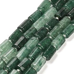 Природный зеленый бисер пряди клубники кварца, с бисером, граненые колонки, 9~11x6~7.5x6~7.5 мм, отверстие : 1.2 мм, около 30 шт / нитка, 15.16~15.55 дюйм (38.5~39.5 см)