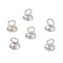 201 Stainless Steel Bead Cap Pendant Bails, for Globe Glass Bubble Cover Pendants, Stainless Steel Color, 5x5mm, Hole: 2mm