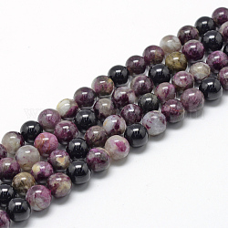 Natural Tourmaline Beads Strands, Grade AB, Round, 8~9mm, Hole: 1mm, about 45~48pcs/strand, 15.7 inch