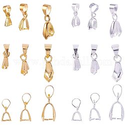 Brass Ice Pick Pinch Bails, Golden & Silver, Mixed Color, 120pcs/box