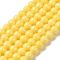 Perlenstränge aus kubischen Zirkonia-Imitationsperlen, Runde, Gelb, 5 mm, Bohrung: 0.8 mm, ca. 70~75 Stk. / Strang, 13.66''~14.72'' (34.7~37.4 cm)
