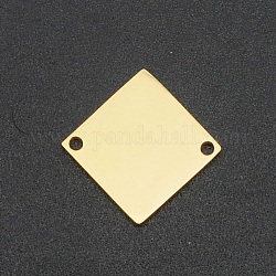 201ステンレス鋼リンクコネクター  レーザー切断  菱形  ゴールドカラー  16x16x1mm  穴：1.4mm  対角長さ：16mm  一辺の長さ：11.5mm。