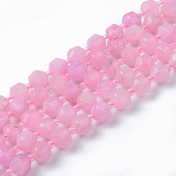 Lepidolita natural / hebras de perlas de piedra de mica púrpura, redondo, teñido, facetados, 7~8x8mm, agujero: 1.2 mm, aproximamente 38~39 unidades / cadena, 15.16 pulgada (38.5 cm)