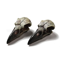 Corbeau corbeau oiseau crâne résine décoration d'affichage à la maison, noir, 60x28x21mm, Trou: 4mm