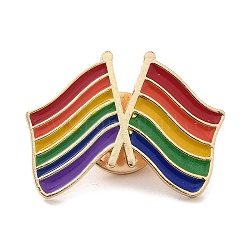 Alfileres de esmalte con tema de arcoíris del orgullo, insignia de aleación de oro claro para ropa de mochila, colorido, bandera, 19.5x27.5x1.5mm