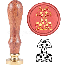 Sello de cera superdant con tema de San Valentín, sello de patrón de jirafa acurrucado con mango de madera de cabeza de latón reemplazable de 3 cm para decoración de paquete de regalo de sobre