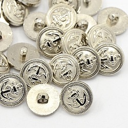 1 hoyos botones de caña del acrílico chapado, botones náuticos, plano y redondo con botones de ancla, color plateado, 15x3mm, agujero: 2 mm