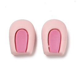 Lindos cabujones de resina opaca, orejas de conejo de dibujos animados, rosa, 17x12.5x6.5mm