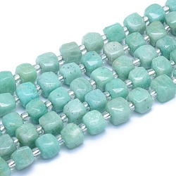 Chapelets de perles en amazonite naturelle, facette, cube, 7.5~9x7.5~9x7.5~9mm, Trou: 0.8mm, Environ 37 pcs/chapelet, 15.35 pouce (39 cm)