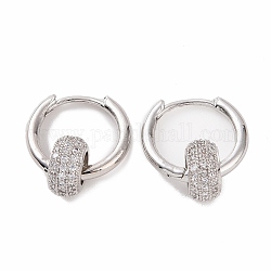 Boucles d'oreilles créoles plates rondes avec zircons cubiques, bijoux en laiton platine pour femme, clair, 19.5mm, pin: 1.2 mm