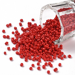 Perle di vetro per la cottura di vernici, rosso, 12/0, 1.5~2mm, Foro: 0.5~1 mm, circa 30000pcs/scatola