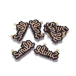 MIYUKI & TOHO Handmade Japanese Seed Beads Pendants, Loom Pattern, Word Smile, Peru, 18~19x31~32x1.7mm, Hole: 1.2mm