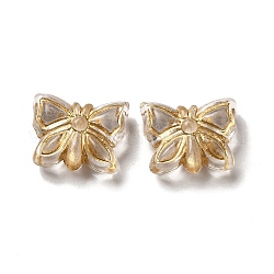 Transparent Plating Acrylic Beads, Golden Metal Enlaced, Butterfly, Clear, 11x15x5.5mm, Hole: 1.8mm, about 740pcs/500g