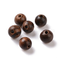 Round Tiger Skin Sandalwood Beads, Undyed, Coconut Brown, 6mm, Hole: 1.5mm