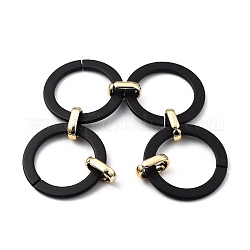 Handgefertigte sprühlackierte ccb kunststoffketten, Schwarz, ovale Ringe: 19x12x4.5 mm, runde Ringe: 44.5x3mm, ca. 39.37 Zoll (1m)/Strang