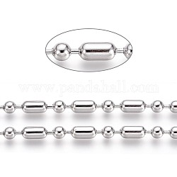 304 Stainless Steel Ball Chains, Stainless Steel Color, Column: 8x4mm, Ball: 4mm