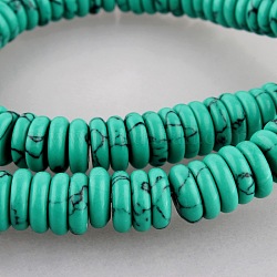 Synthetic Turquoise Heishi Beads Strands, Flat Round/Disc, MediumSea Green, 10x3mm, Hole: 2mm, about 100pcs/strand, 11.8inch