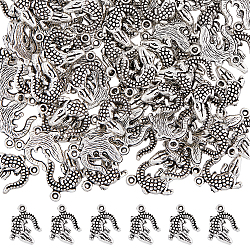 Colgantes de aleación de estilo tibetano de cocodrilo dicosmetic 100 Uds., plata antigua, 14x17x3mm, agujero: 1.5 mm