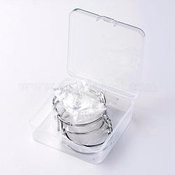 Pandahall elite fabricación de joyas de diy, Brazalete de latón y cabujones de vidrio transparente., Platino, 61x45mm, 2 unidades / caja