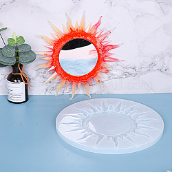 Moldes de silicona con marco de espejo en forma de sol diy, moldes de resina, para la fabricación artesanal de resina uv y resina epoxi, blanco, 257x13mm, bandeja de espejo: 101 mm