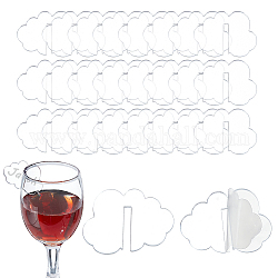 Étiquette de breloques de verre à vin en acrylique nuage, marqueur de verre à vin, pour la décoration de fête de mariage, clair, 29x40x1.5mm