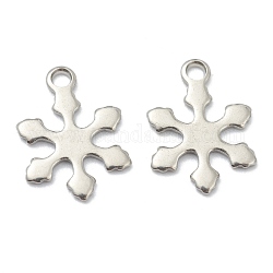 304 Stainless Steel Charms, Laser Cut, Snowflake, for Christams, Stainless Steel Color, 12x9x0.5mm, Hole: 1.4mm
